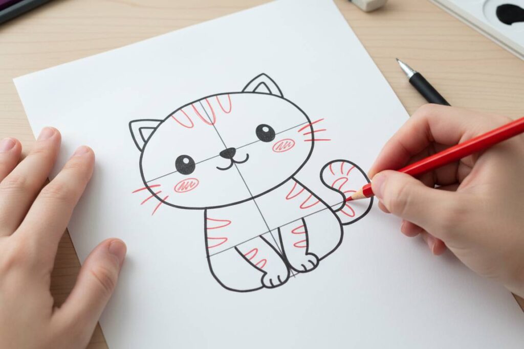 Pessoa Ensinando a Como Desenhar um Gatinho Fofo e Fácil
