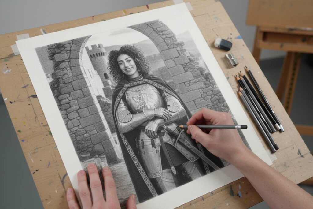 Pessoa Usando o Método Grid para Desenhar